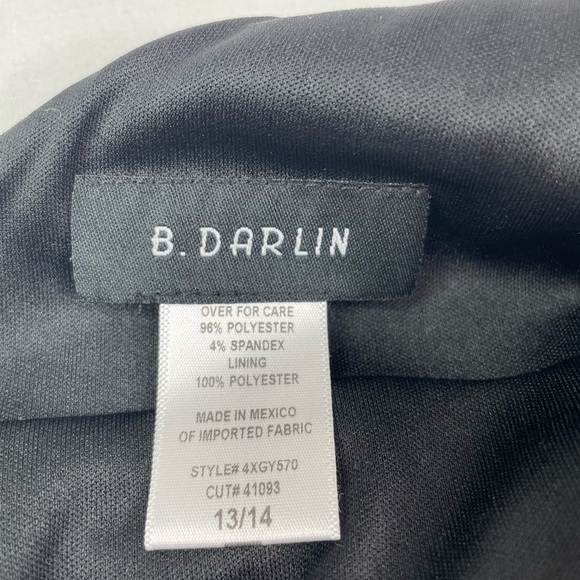 B Darlin Black Slitted Spaghetti Strap Sweetheart Full-Length Gown 13/14 - Picture 7 of 12